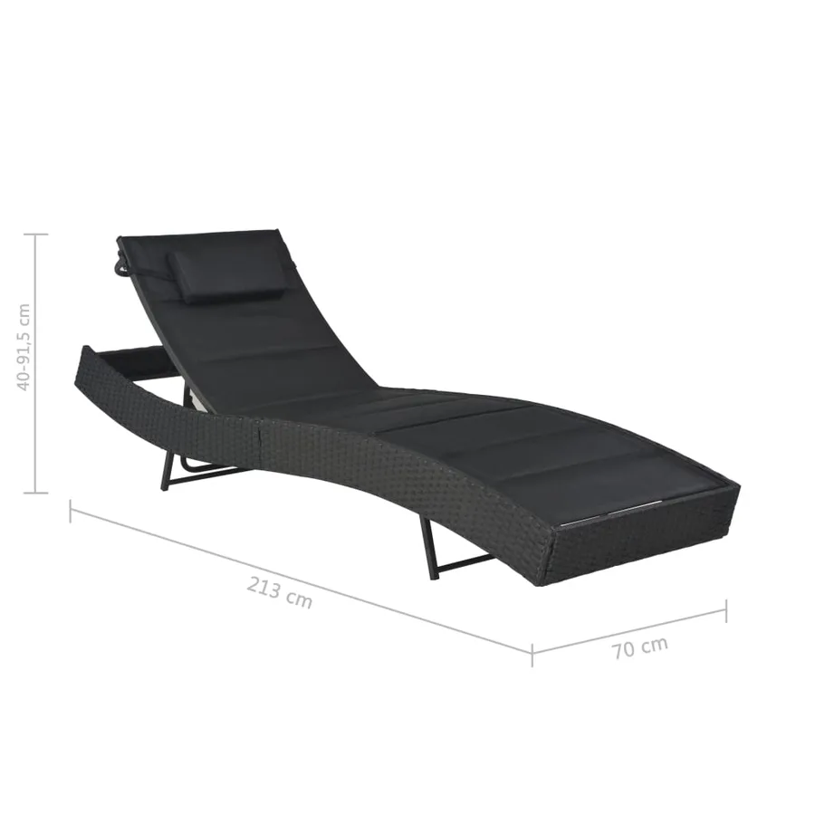Chaise longue Résine tressée et textilène Marron - 12
