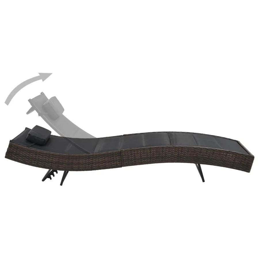 Chaise longue Résine tressée et textilène Marron - 2