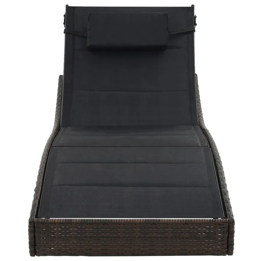 Chaise longue Résine tressée et textilène Marron - 3
