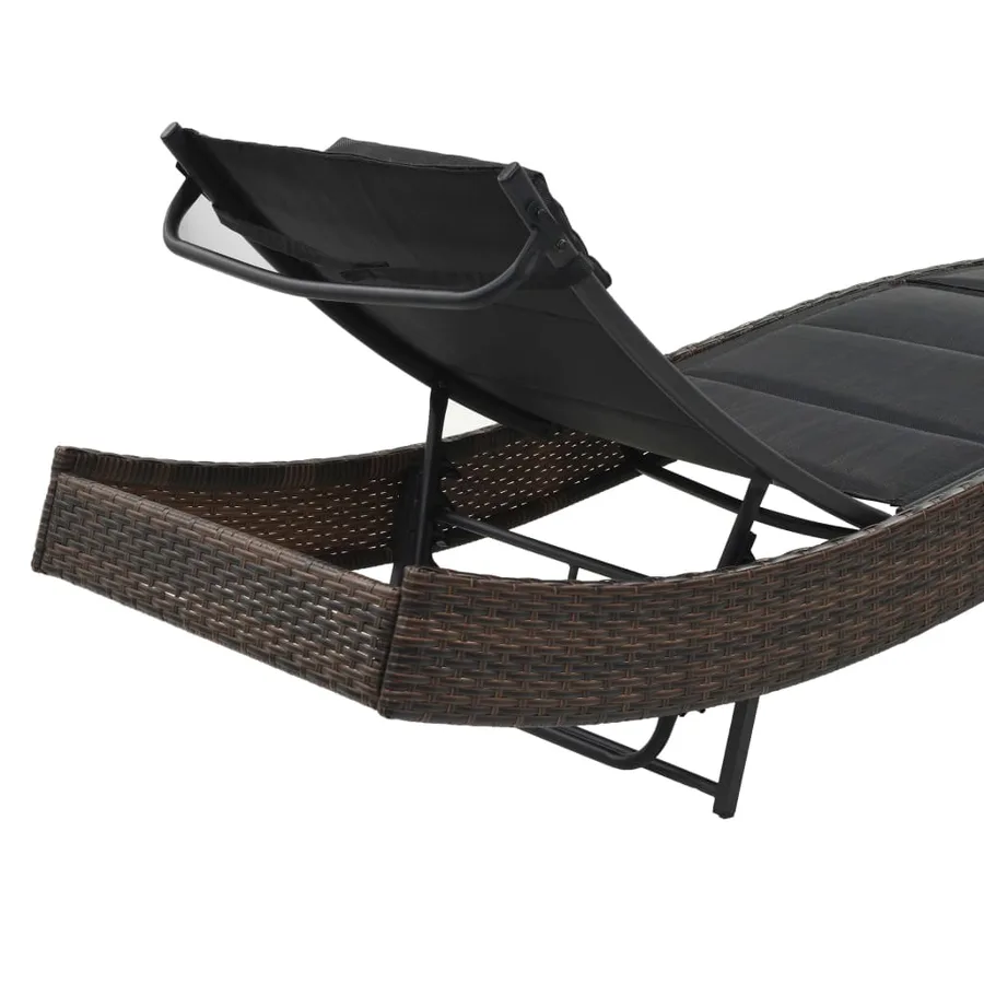 Chaise longue Résine tressée et textilène Marron - 4
