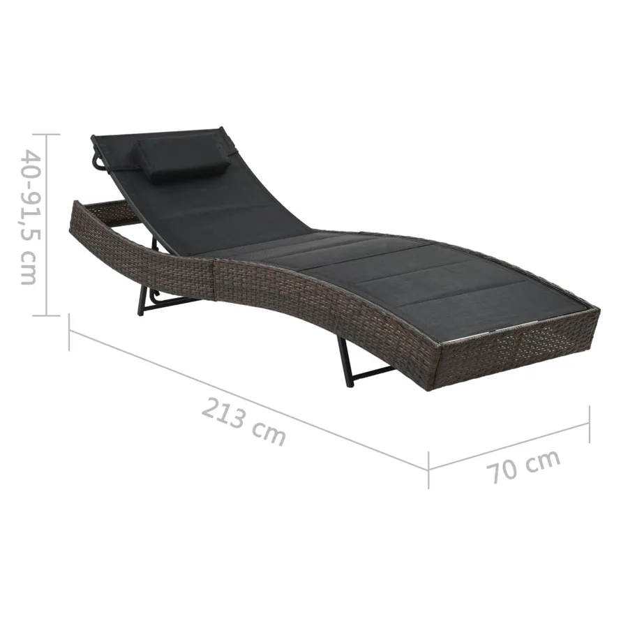Chaise longue Résine tressée et textilène Marron - 6