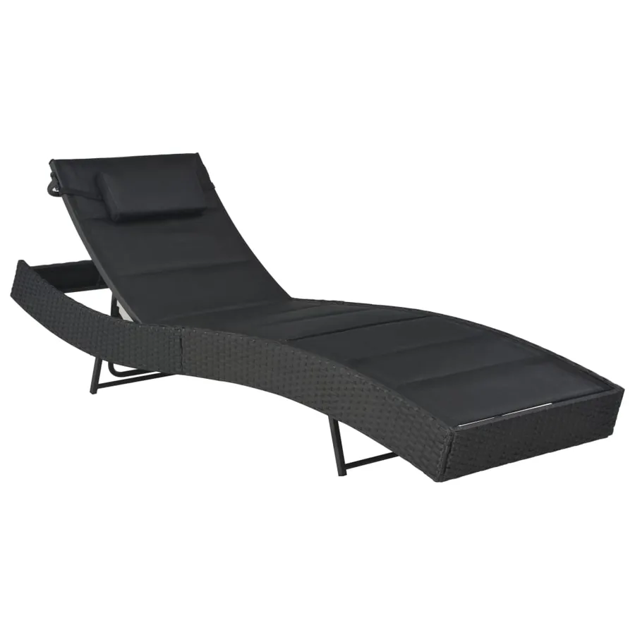 Chaise longue Résine tressée et textilène Marron - 7