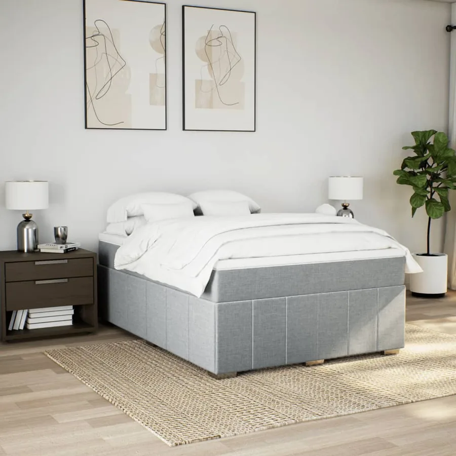 Sommier à lattes de lit avec matelas Gris clair 160x200cm Tissu - 3