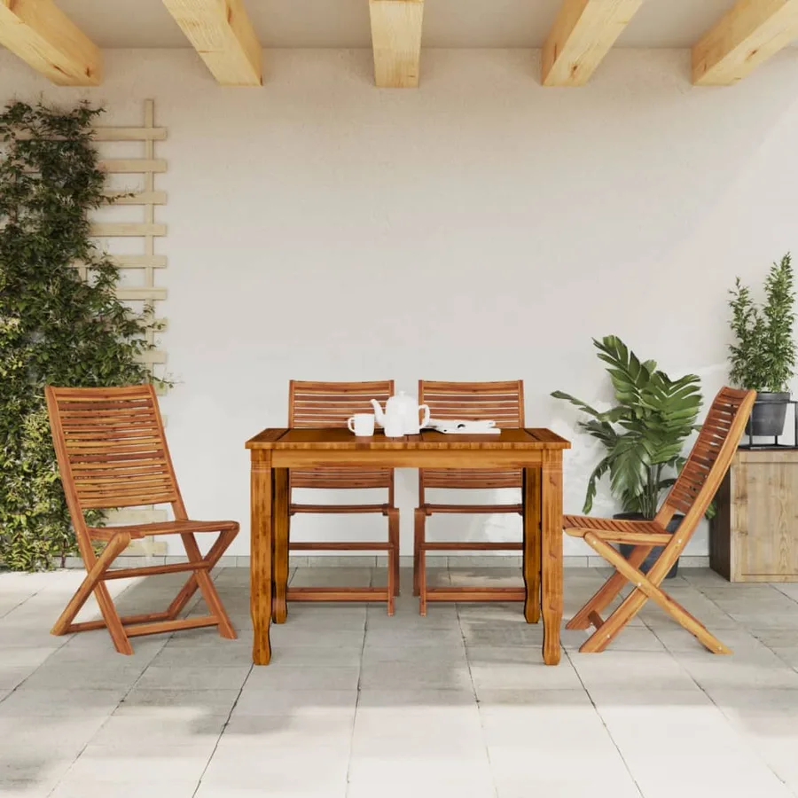 Chaises pliables de jardin lot de 4 gris bois d'acacia massif - 3