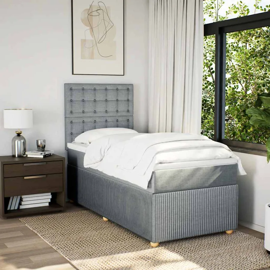 Sommier à lattes de lit avec matelas gris clair 80x200 cm tissu - 3