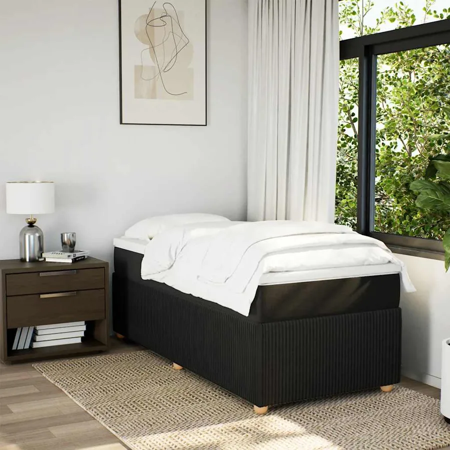 Sommier à lattes de lit avec matelas Noir 100x200 cm Tissu - 3