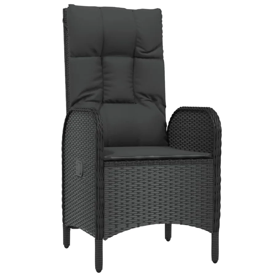 Ensemble à manger jardin et coussins 7 pcs Noir et gris Rotin - 5