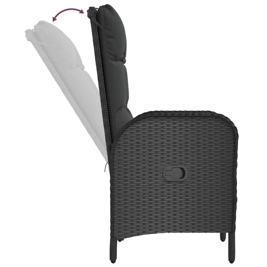 Ensemble à manger jardin et coussins 7 pcs Noir et gris Rotin - 6