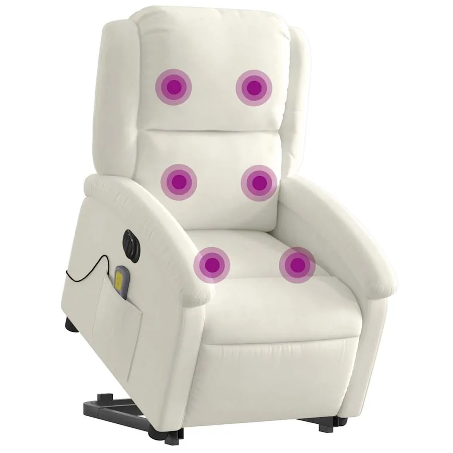 Fauteuil inclinable de massage électrique crème velours - 3