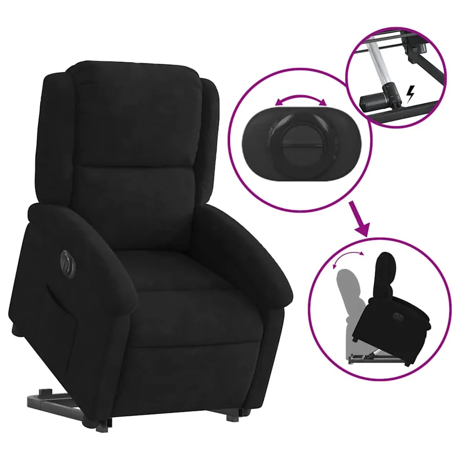 Fauteuil inclinable électrique noir velours - 11