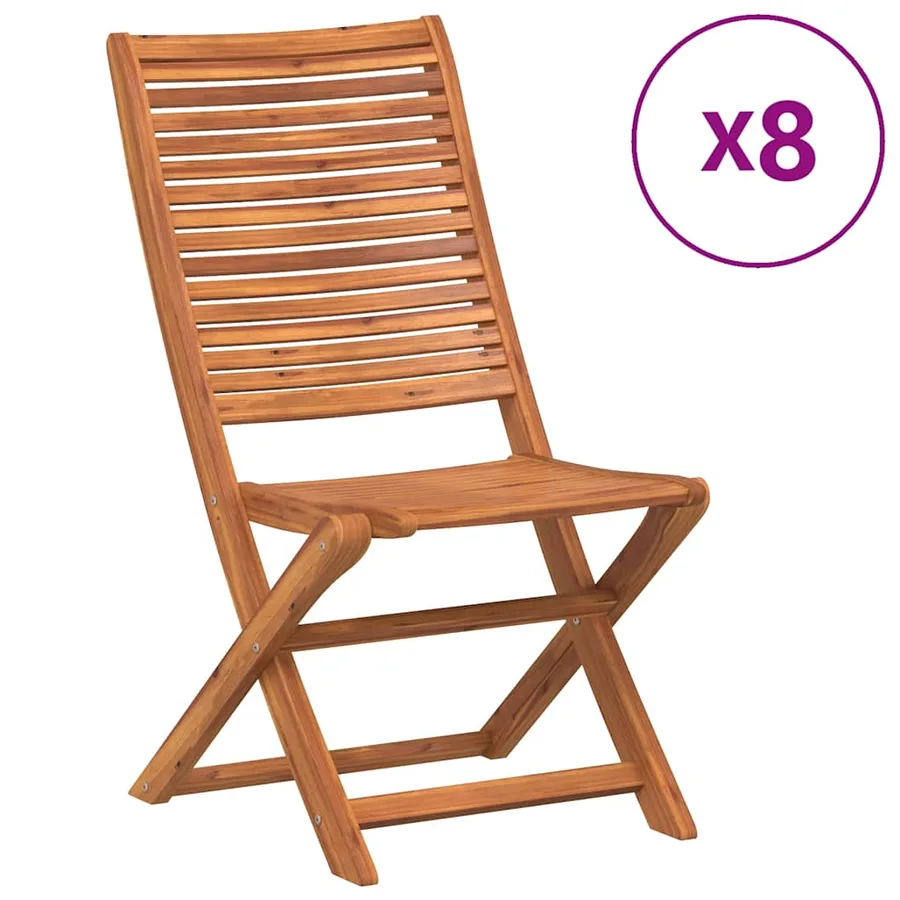 Chaises de jardin pliantes lot de 8 51x66x95 cm bois d'acacia - 2