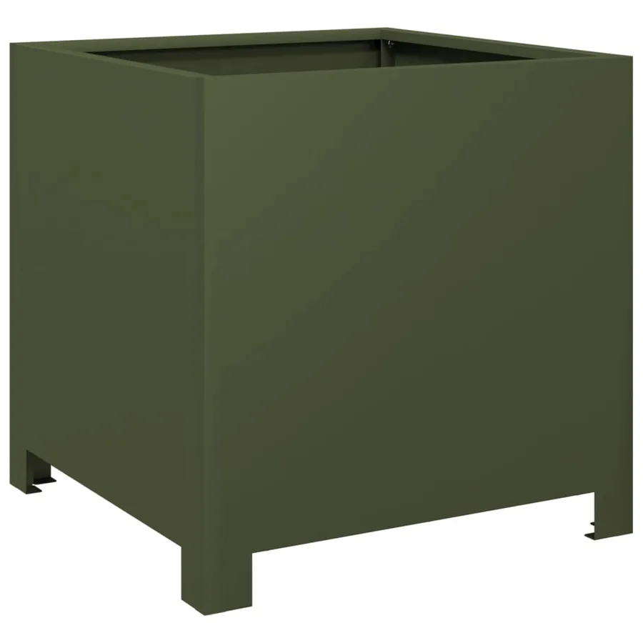 Jardinières 2 pcs vert olive 40x40x40 cm acier - 8