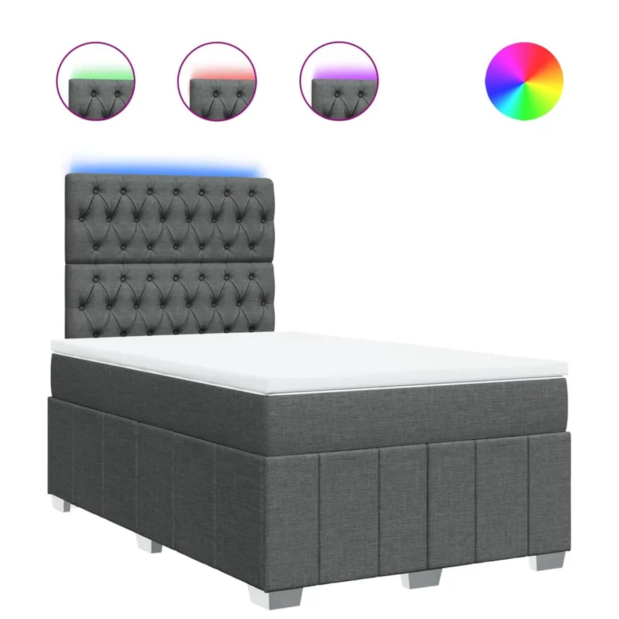 Sommier à lattes de lit avec matelas Gris foncé 120x200cm Tissu - 2