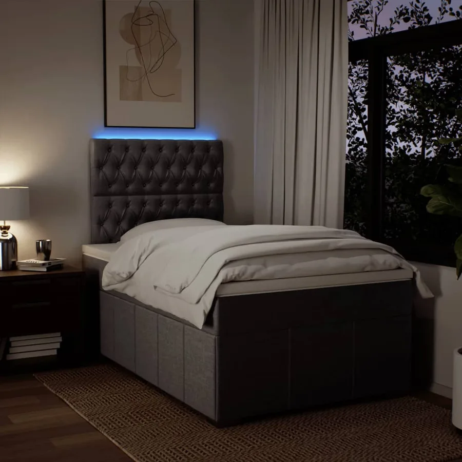 Sommier à lattes de lit avec matelas Gris foncé 120x200cm Tissu - 4