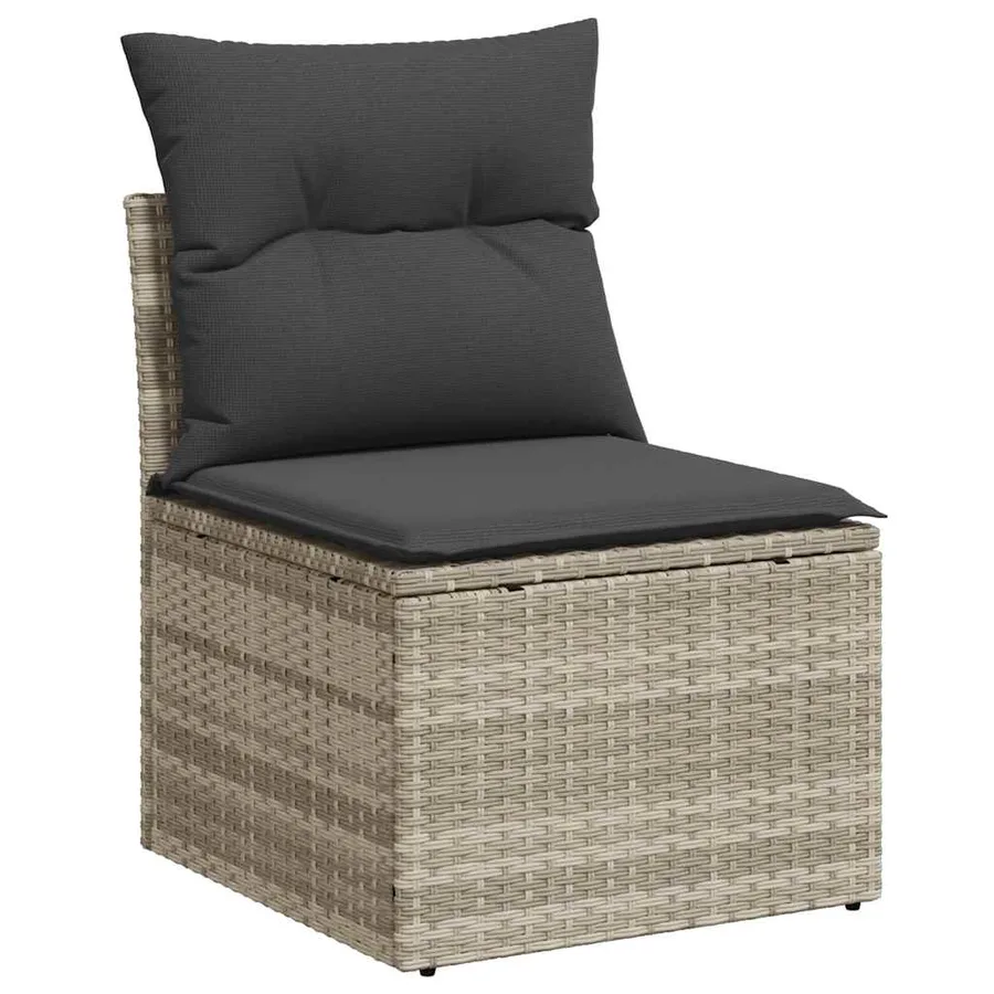 Salon de jardin 4 pcs avec coussins gris clair résine tressée - 5