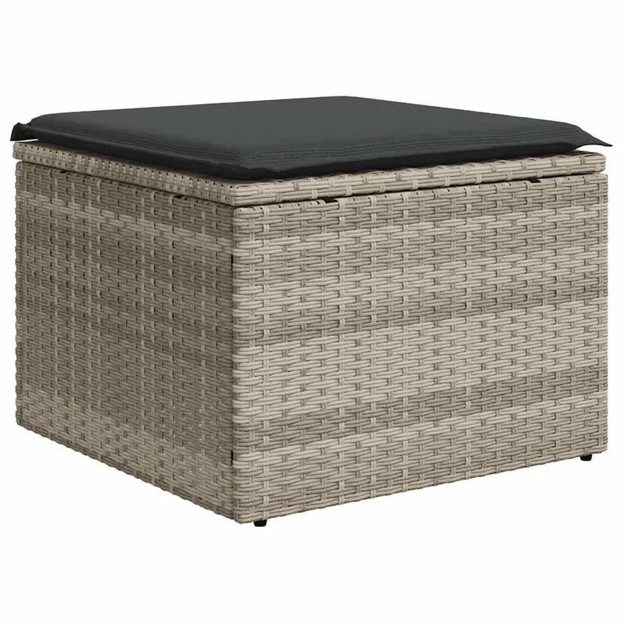 Salon de jardin 4 pcs avec coussins gris clair résine tressée - 6