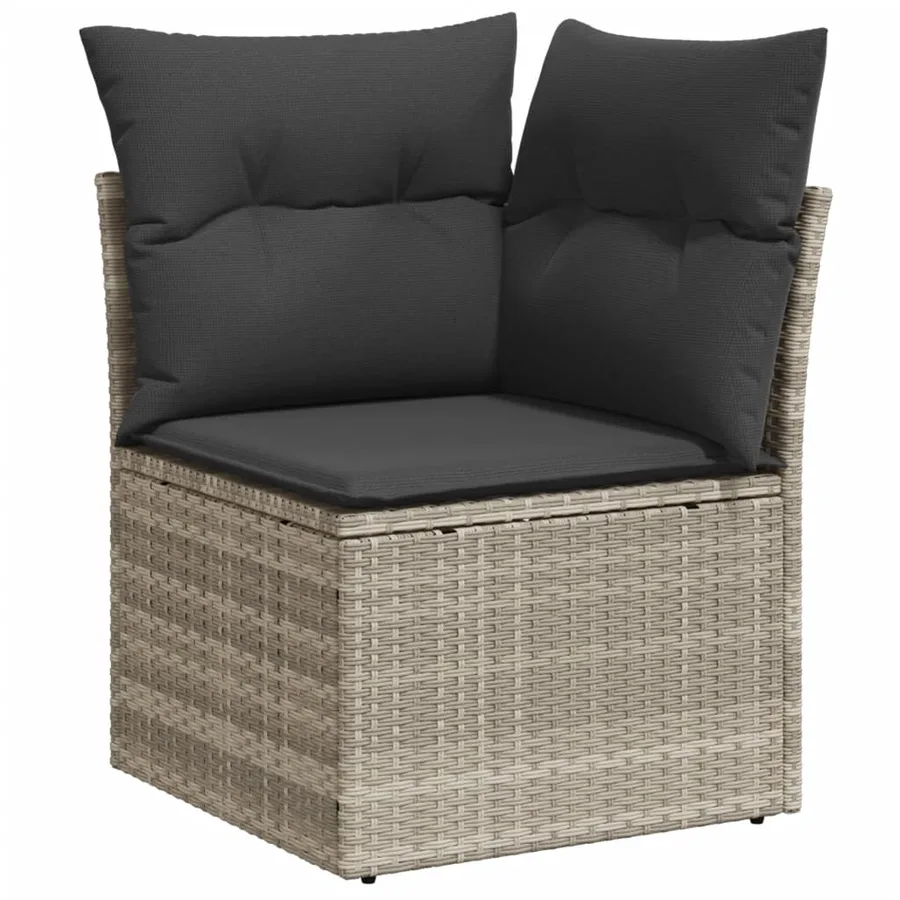 Salon de jardin avec coussins 7 pcs gris clair résine tressée - 5