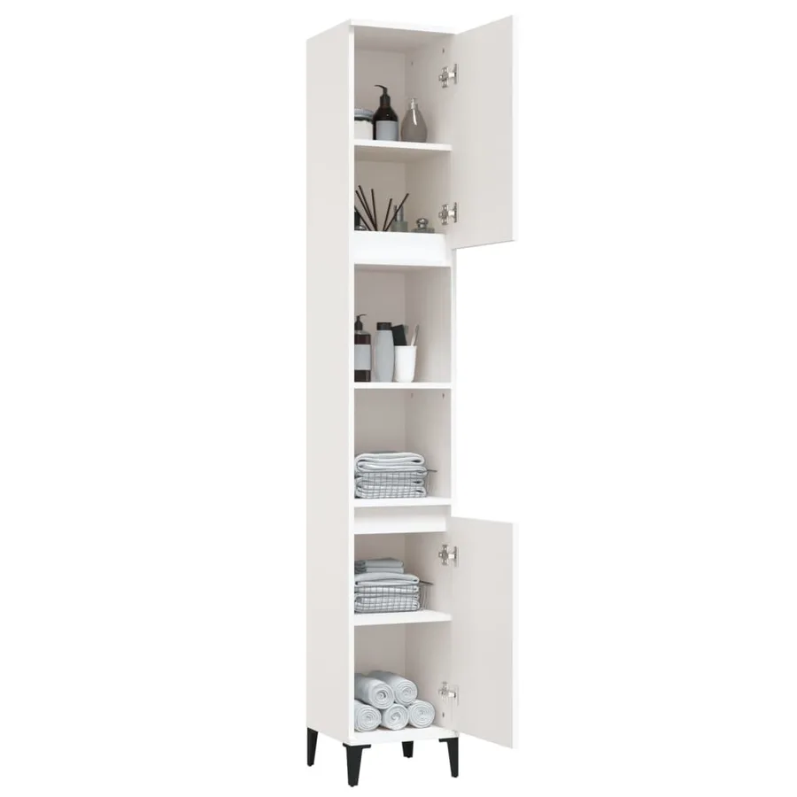 Armoire de salle de bain blanc 30x30x190 cm bois d'ingénierie - 4