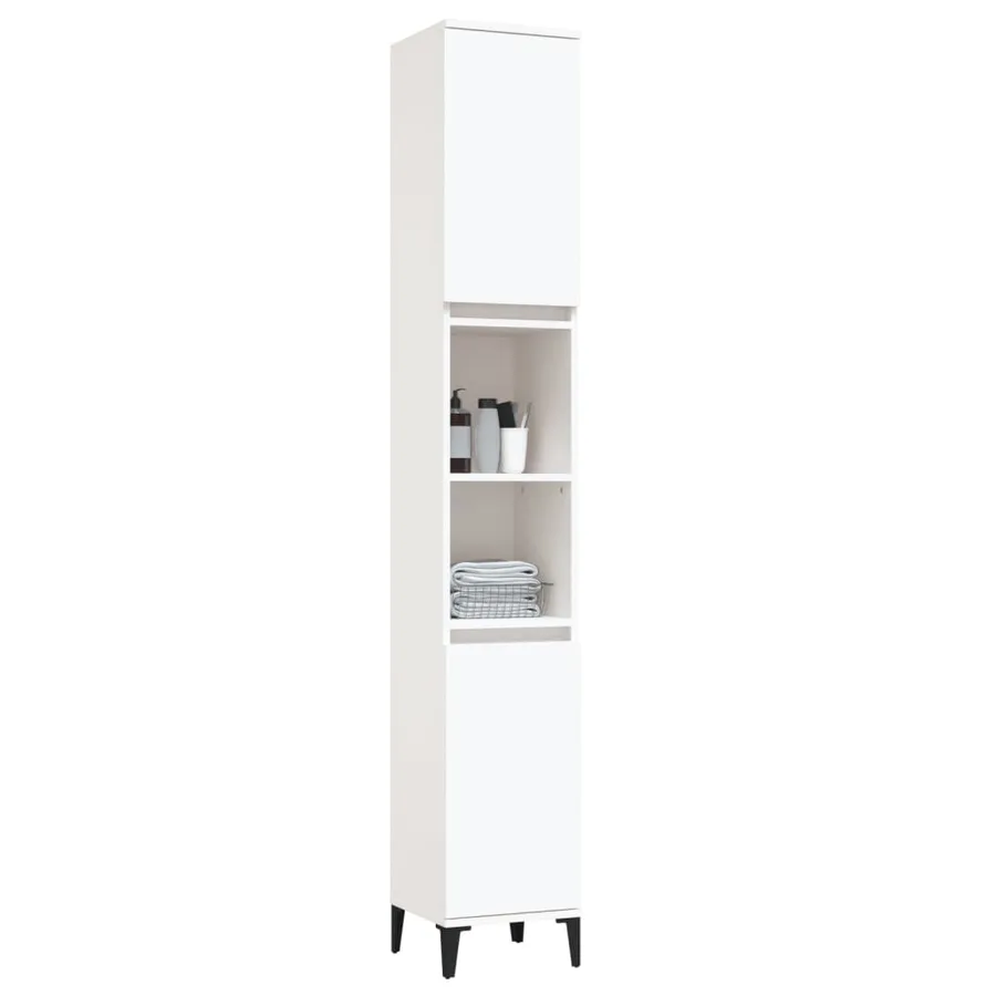 Armoire de salle de bain blanc 30x30x190 cm bois d'ingénierie - 5