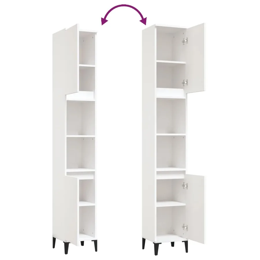 Armoire de salle de bain blanc 30x30x190 cm bois d'ingénierie - 9