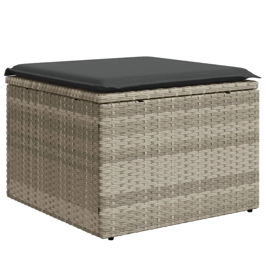 Salon de jardin 6 pcs avec coussins gris clair résine tressée - 6