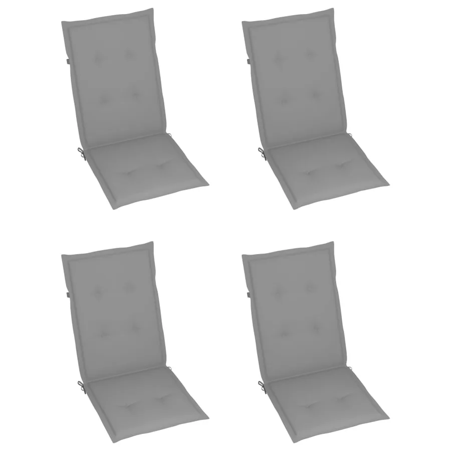 Chaises de jardin lot de 4 avec coussins gris Bois teck solide - 6