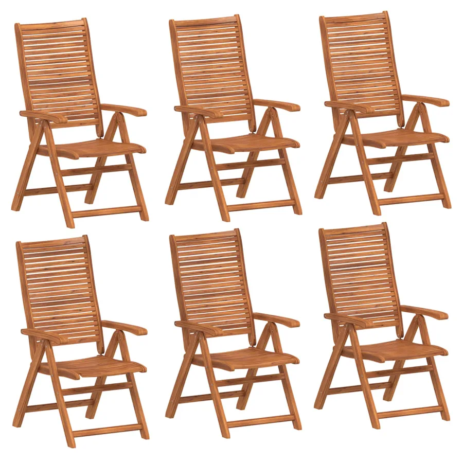 Chaises inclinables de jardin lot de 6 bois massif acacia - 2