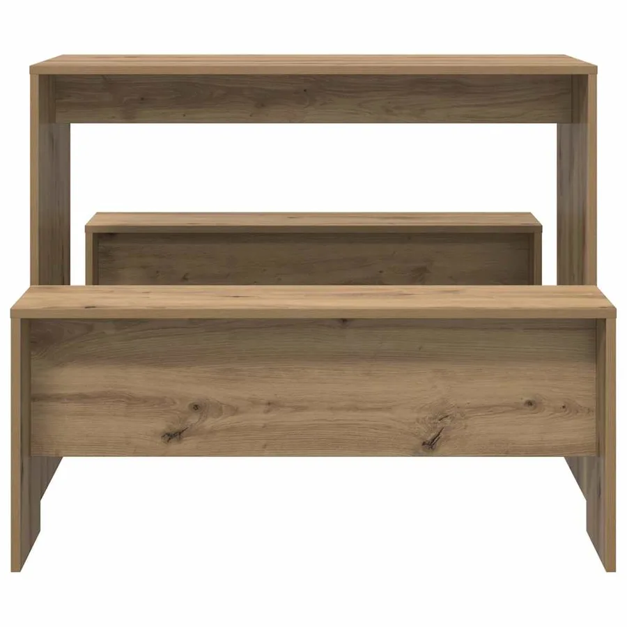 Ensemble table à manger et bancs 3 pcs bois d'ingénierie - 5