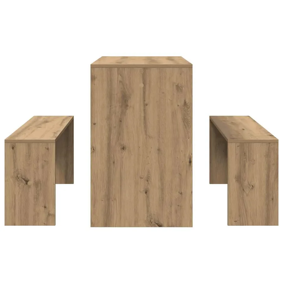 Ensemble table à manger et bancs 3 pcs bois d'ingénierie - 6