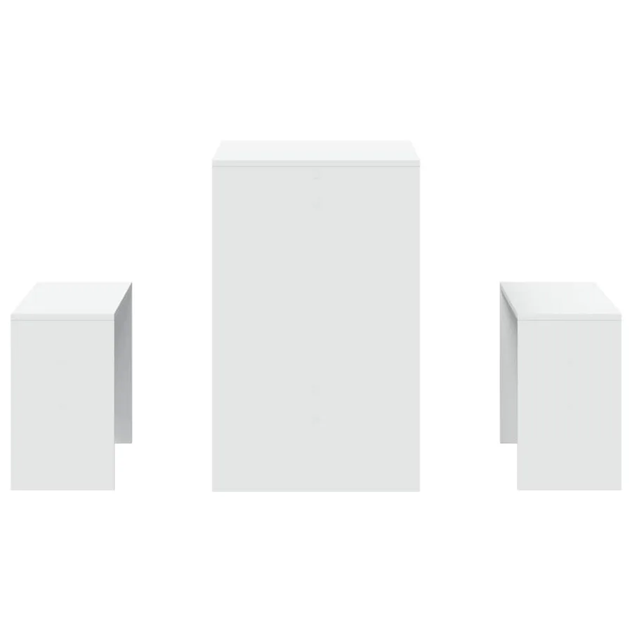Ensemble table à manger et bancs 3pcs blanc bois d'ingénierie - 5