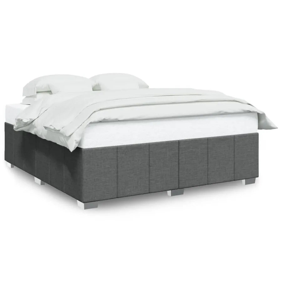 Cadre de lit sans matelas gris foncé 180x200 cm tissu - 2