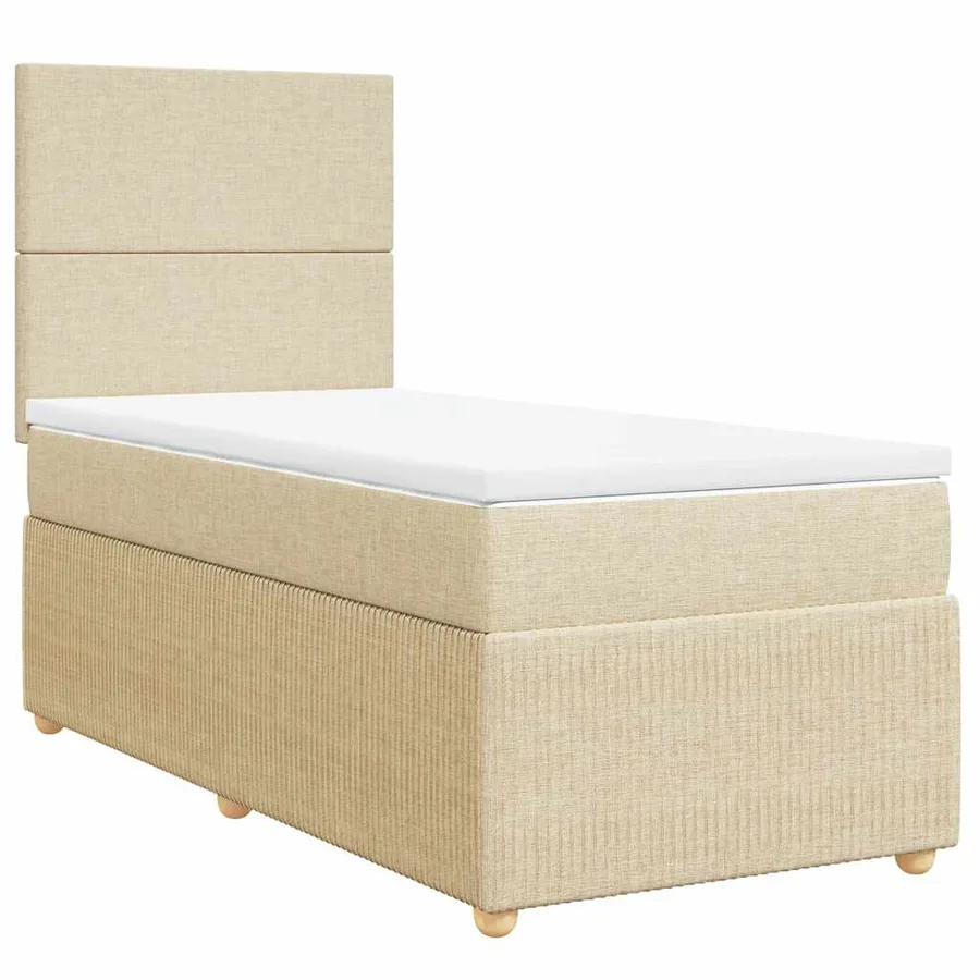 Sommier à lattes de lit avec matelas Crème 100x200 cm Tissu - 2