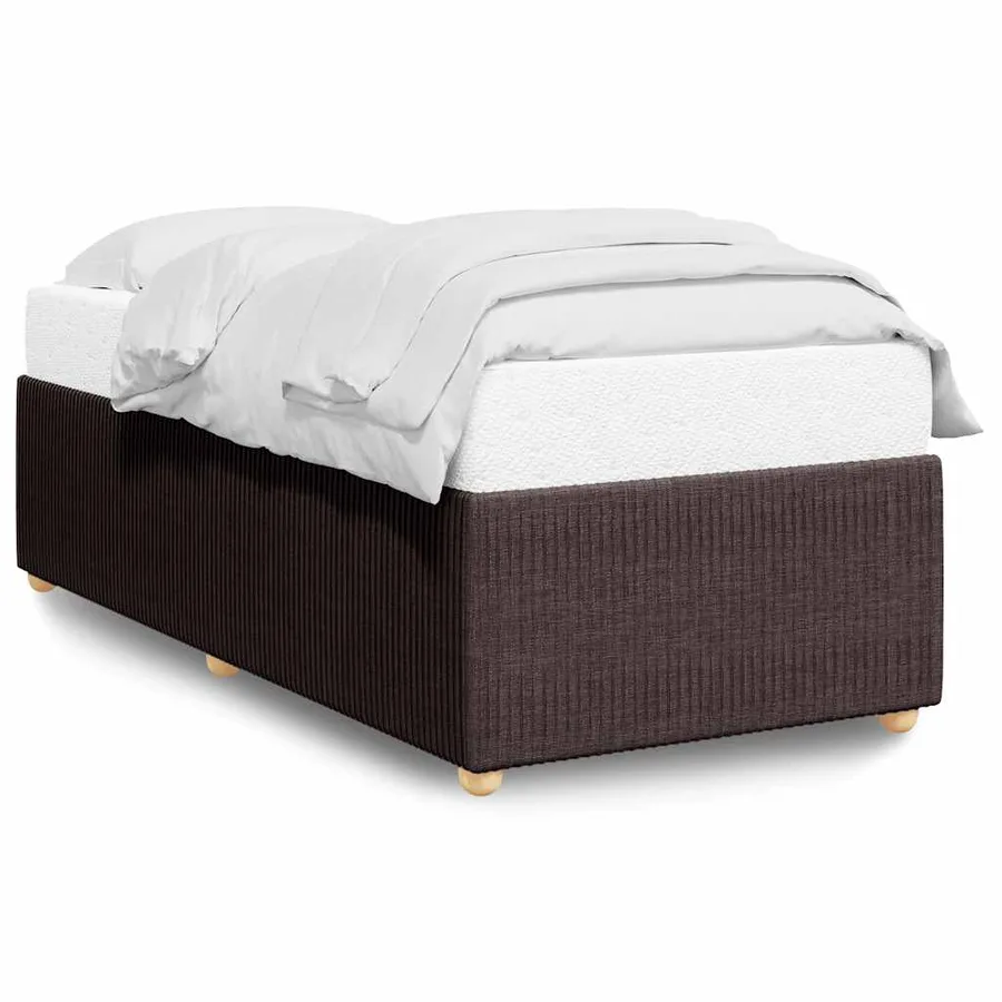 Cadre de lit sans matelas marron foncé 80x200 cm tissu - 2