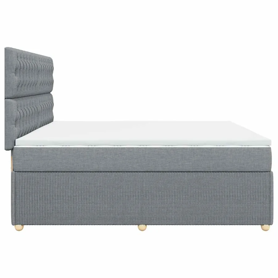 Sommier à lattes de lit avec matelas Gris clair 200x200cm Tissu - 5