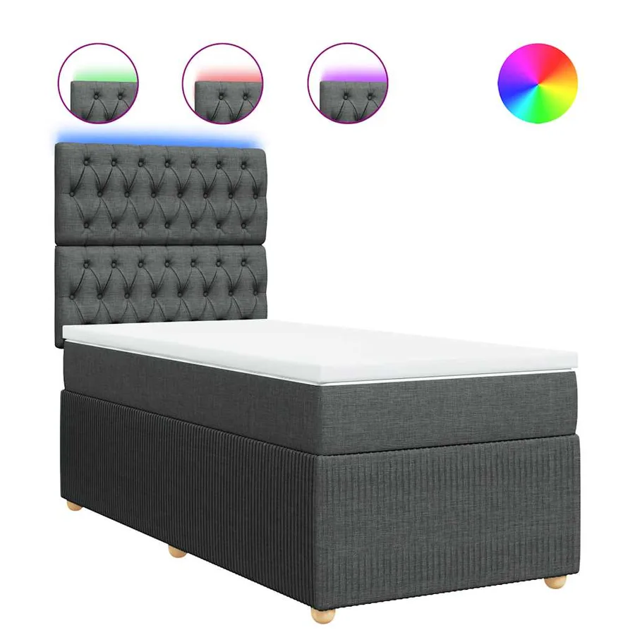 Sommier à lattes de lit avec matelas Gris foncé 80x200 cm Tissu - 2