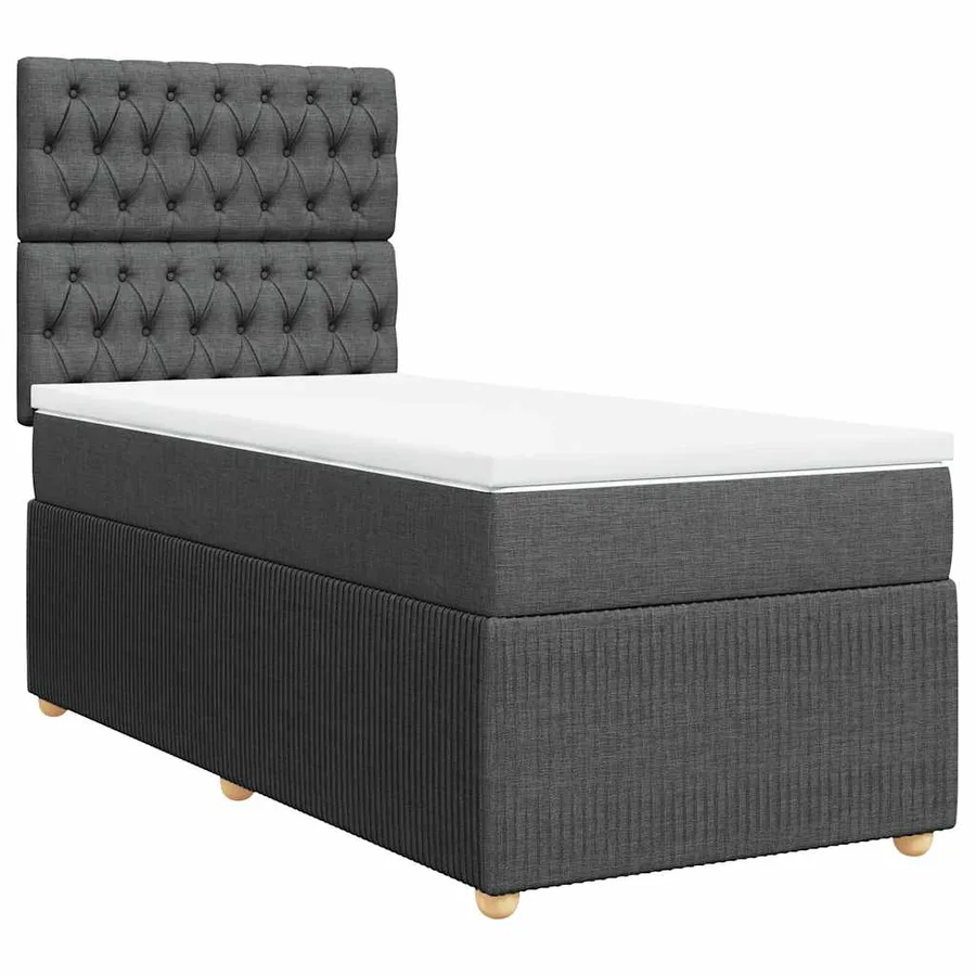 Sommier à lattes de lit avec matelas Gris foncé 80x200 cm Tissu - 3