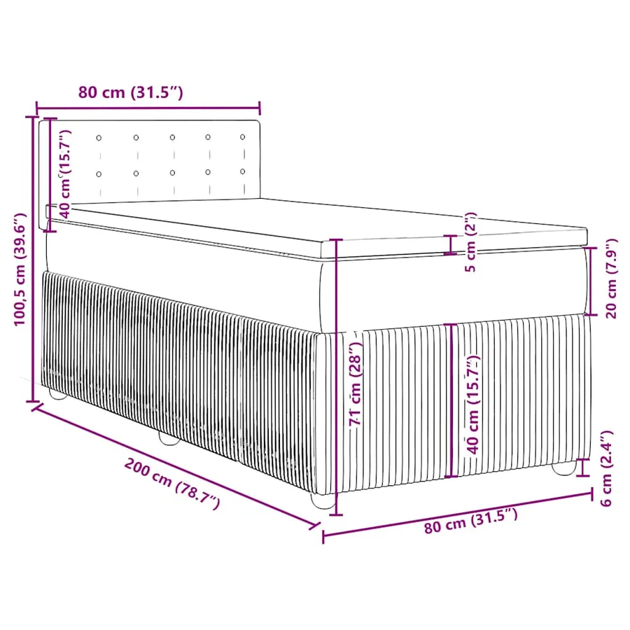 Sommier à lattes de lit avec matelas gris clair 80x200 cm tissu - 18