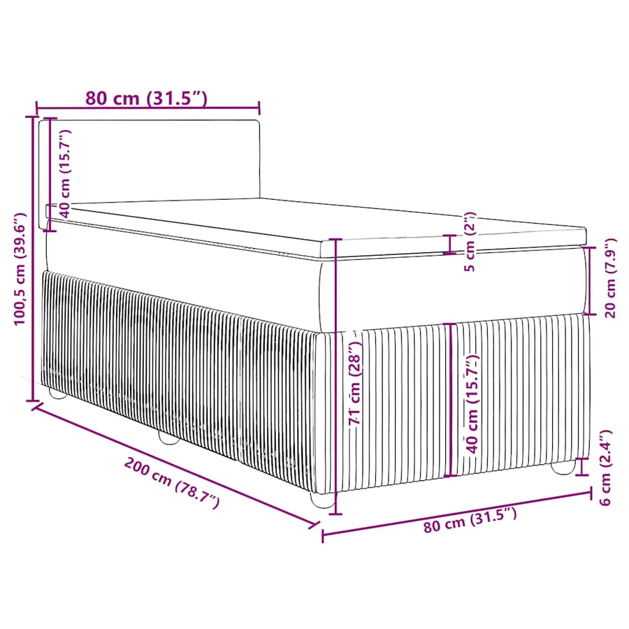 Sommier à lattes de lit avec matelas gris clair 80x200 cm tissu - 18