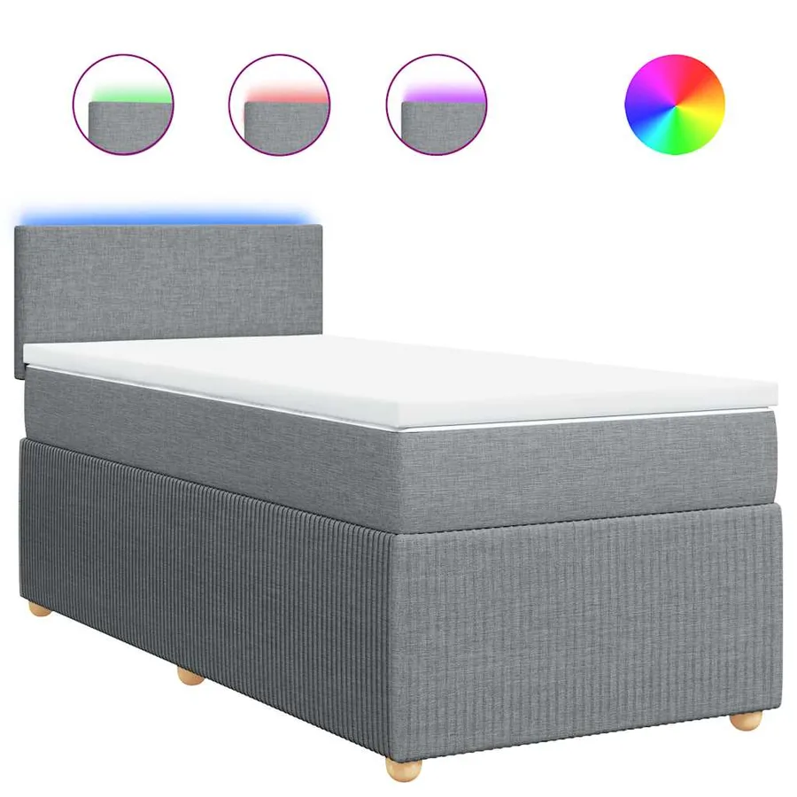 Sommier à lattes de lit avec matelas gris clair 80x200 cm tissu - 2