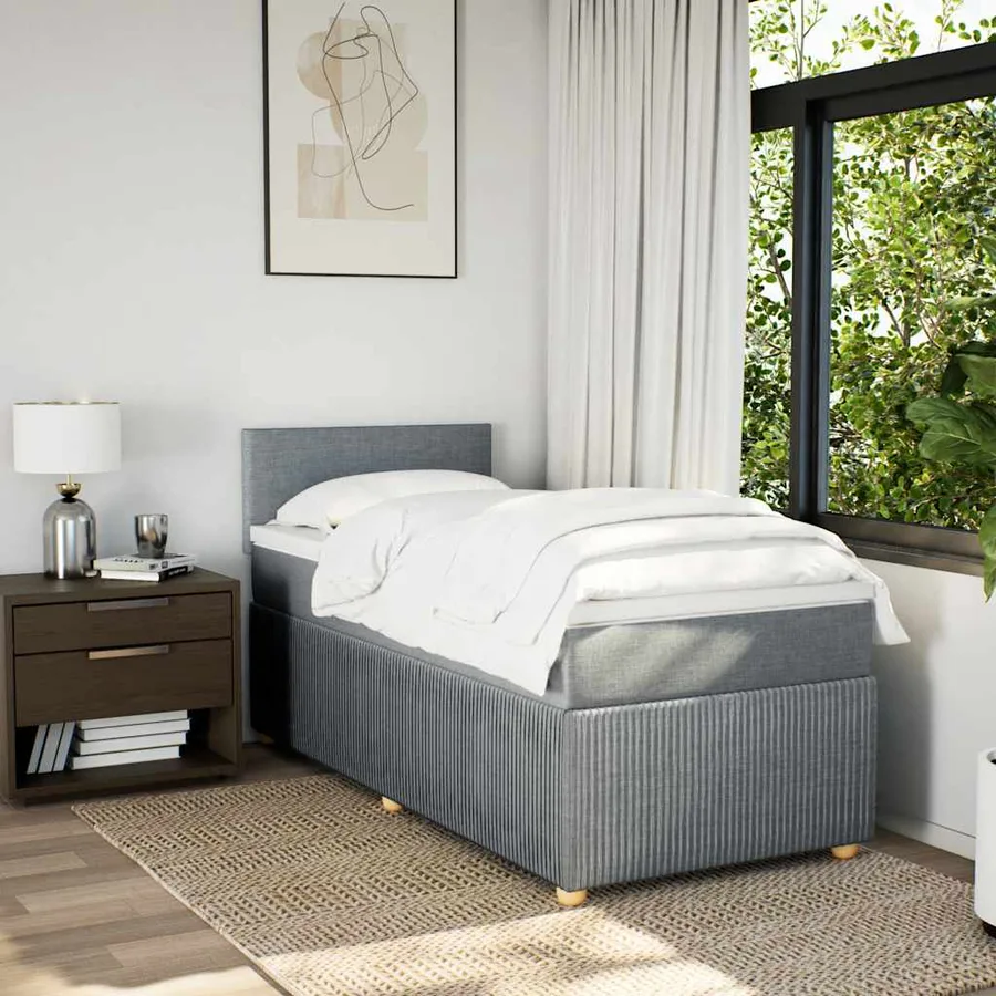 Sommier à lattes de lit avec matelas gris clair 80x200 cm tissu - 4