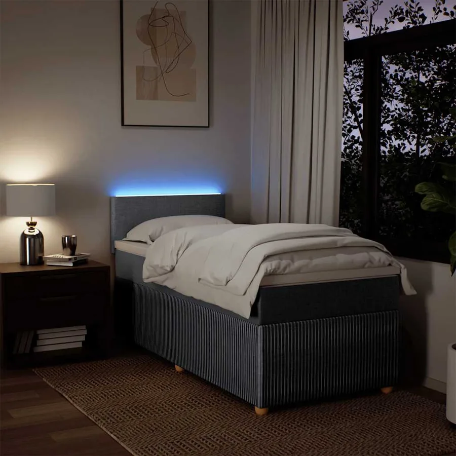 Sommier à lattes de lit avec matelas gris clair 80x200 cm tissu - 5