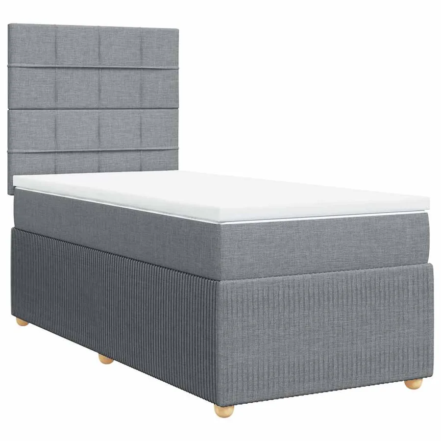 Sommier à lattes de lit avec matelas gris clair 80x200 cm tissu - 2