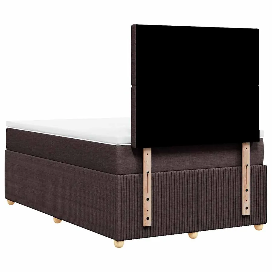 Sommier à lattes de lit et matelas marron foncé 120x190cm tissu - 8