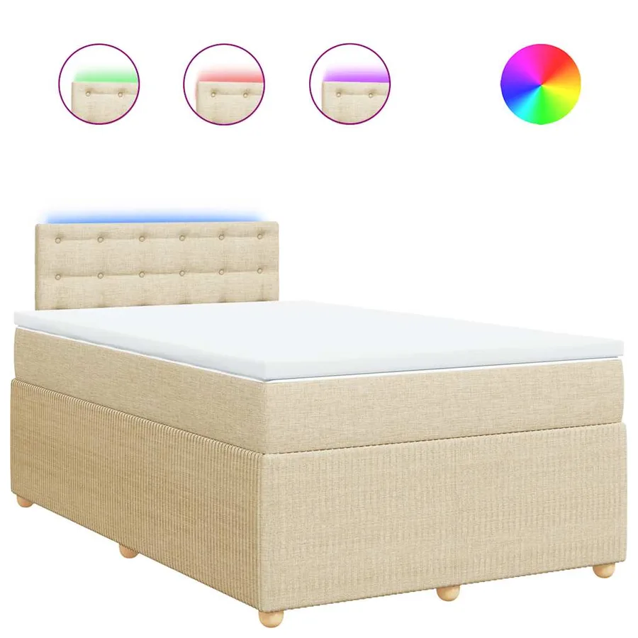 Sommier à lattes de lit avec matelas crème 120x190 cm tissu - 2