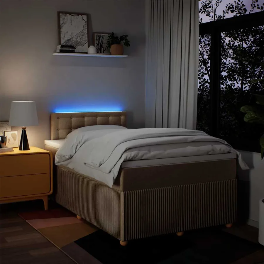 Sommier à lattes de lit avec matelas crème 120x190 cm tissu - 5