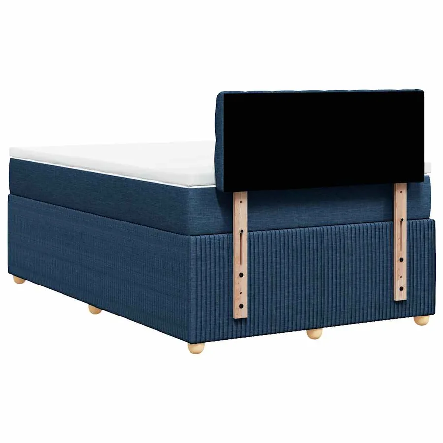 Sommier à lattes de lit avec matelas bleu 120x190 cm tissu - 6
