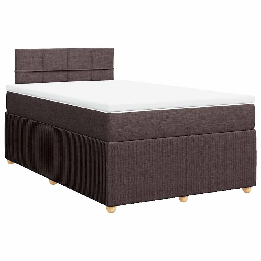 Sommier à lattes de lit et matelas marron foncé 120x190cm tissu - 2