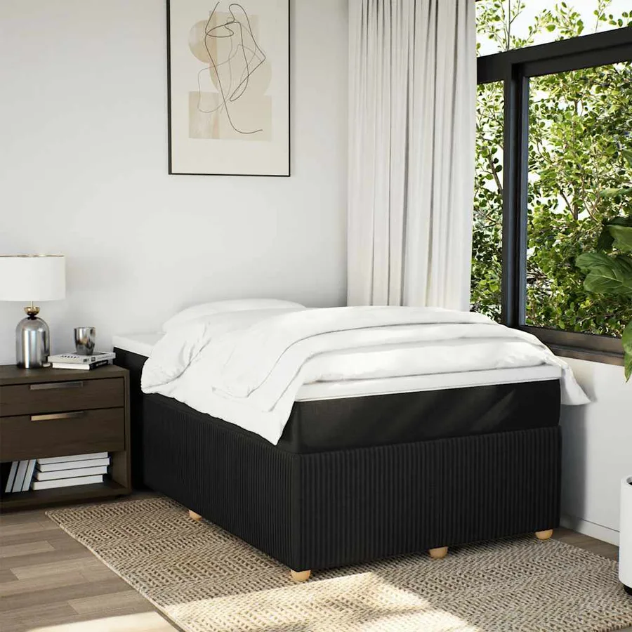 Sommier à lattes de lit avec matelas noir 120x190 cm tissu - 3