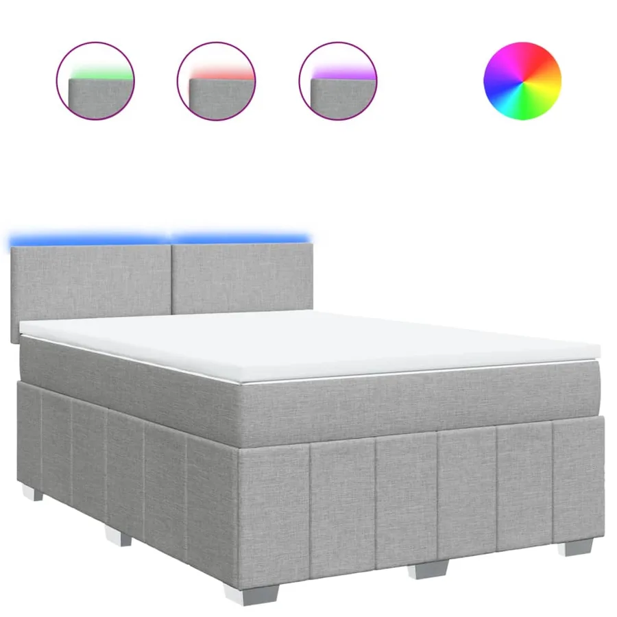 Sommier à lattes de lit avec matelas Gris clair 160x200cm Tissu - 2