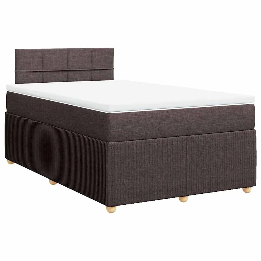 Sommier à lattes de lit et matelas marron foncé 120x190cm tissu - 3